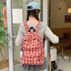 Schoolbag School Bag Female High School College Student Plaid Large Capacity Bow Backpack Korean Version Trendy Versatile Junior High School Backpack