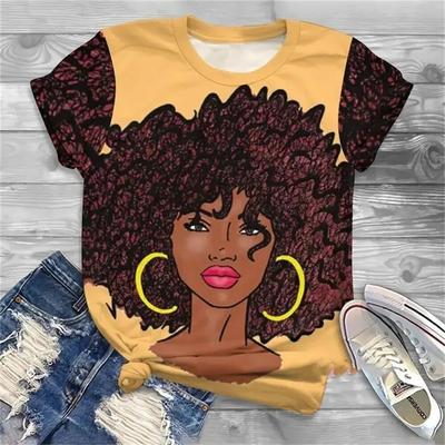 Böhmisches Mädchen bedrucktes Damen-Kurzarm-Casual-Mode-Sexy-T-Shirt-Oberteil Damenmuster Sommer großes T-Shirt-Oberteil Damen