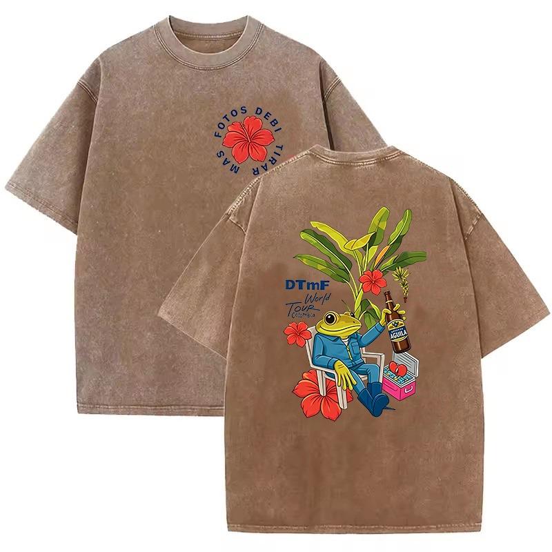 Soft Rapper Bad Bunny Vintage Washed Cotton T Shirts Debi Tirar Mas Fotos DTMF T-shirts  Clothing Fashion T-shirt Couples