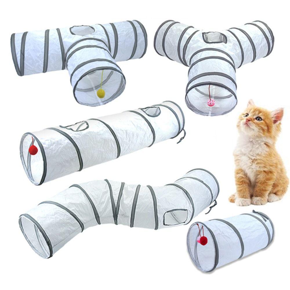 Portable Polyester+Steel Wire Cat Tunnel Tube Foldable Breathable Cat Maze Tunnel Training Interactive Pet Fun Play Toy Rabbit