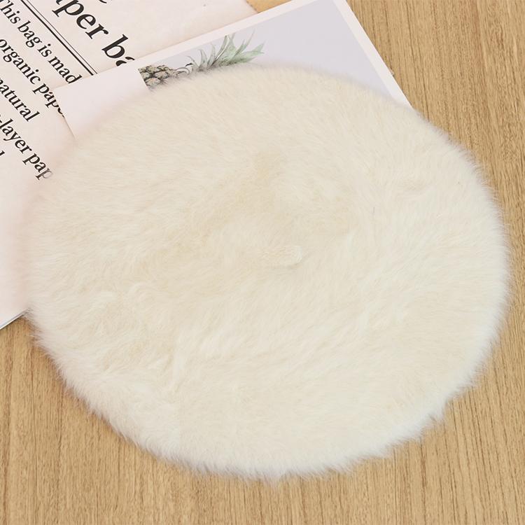 Autumn Winter New Fashion Plush Warm Good Quality Rabbit Fur Beret Winter Berets Outdoor Casual Flat Top Beret for Woman
