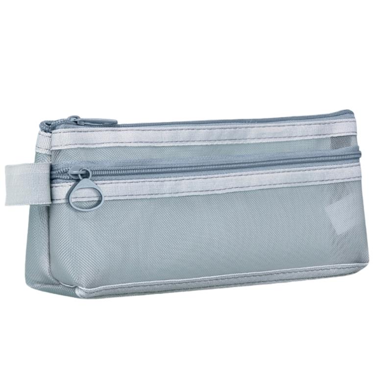 

Clear Mesh Pencil Case High Capacity Pencil Bag Marker Organizers Storage Pouches Travel Cosmetic Bag for Adult Student сірий