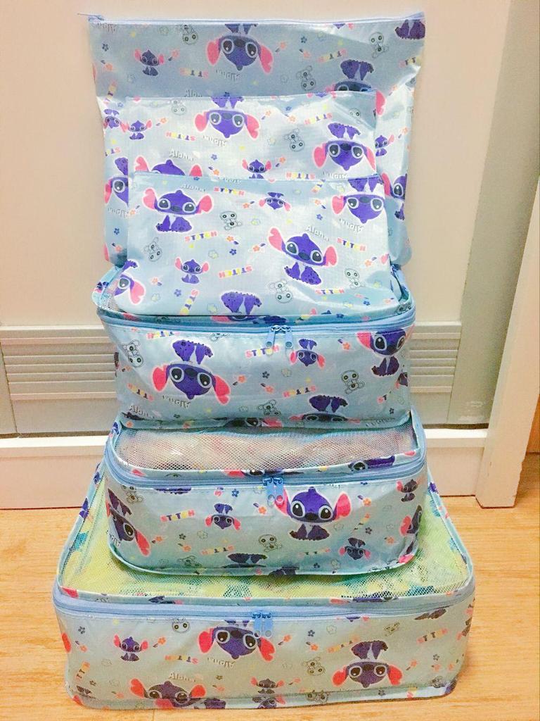 Cartoon Merlot Waterproof Cinnamon Pudding 6-Piece Travel Clothing Storage Set