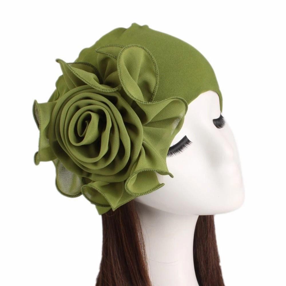 One Size Side Flower Ramadan Hijab Big Flower Islamic Headscarf Women's Turban Cap  Ladies Headwear