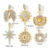 1 Piece Two Tone Charms Sun Flower Star Wing Clear Cubic Zirconia Brass 18K Gold Plated Pendant For DIY Necklace Jewelry Making