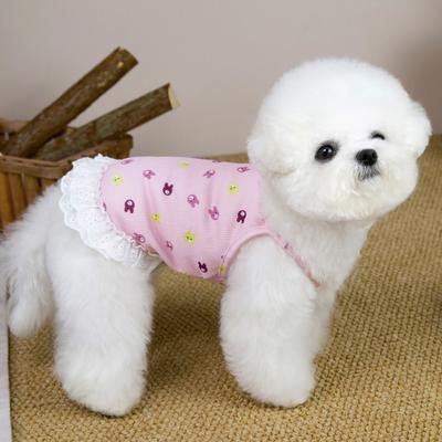 Cute Small Dog Dress Lace Ruffle Trim Girl Dog Tutu Dress Soft Breathable Puppy Vest Summer Pet Outfits for Small Dogs Cats