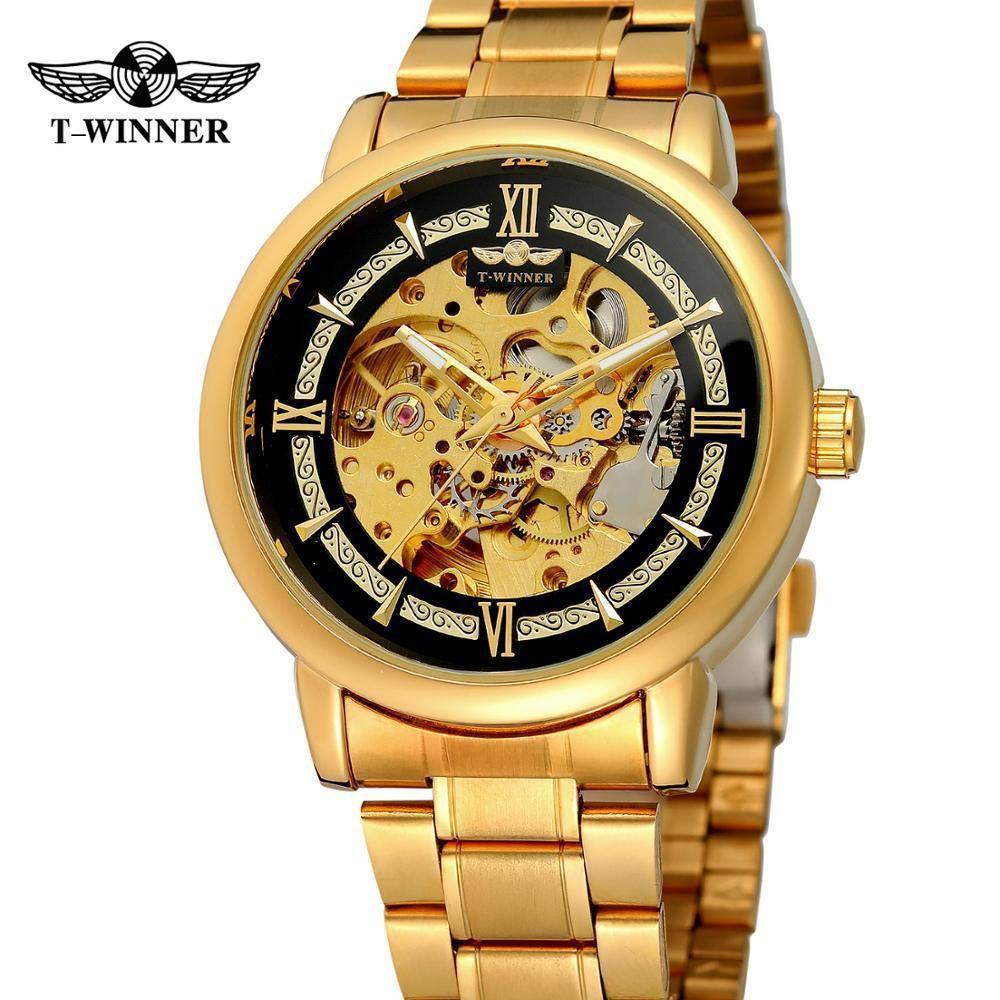 Winner Style Men'S Fashion Casual Hollow Mechanical Movement, Automatic Mechanical Watch