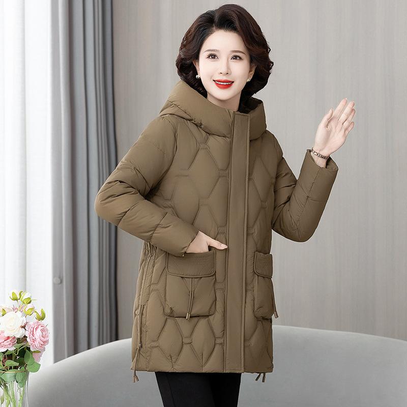 Women Jacket Loose Down Cotton Coats Parkas Casual Warm Outerwear Hooded Winter Jacket Oversize Middle Aged Female Overcoat