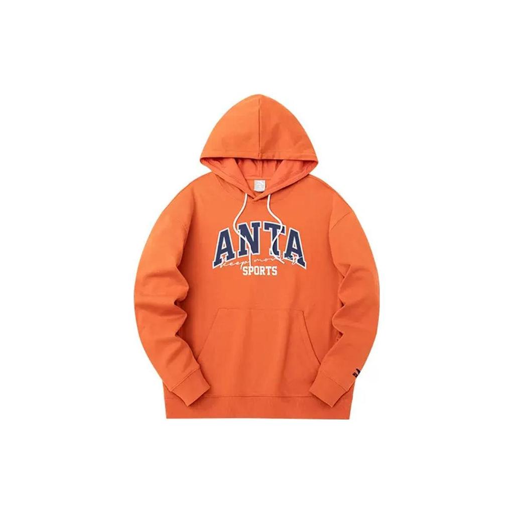 Anta Letter Print Drawstring Long Sleeve Hoodie Men Hoodies Bright-Orange 152318709-4