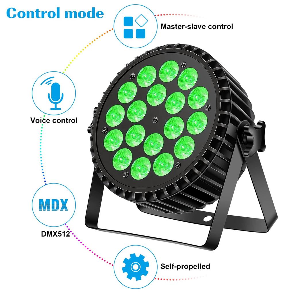 U`King 4pcs 200W Aluminum Alloy Par Lights DMX 512 Sound Activated 18X10W RGBW 4in1 LED Par Stage Lights With Flight Case