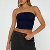 Women's Sleeveless Solid Color Women's Bandeau Tops Strapless Navel Tops Basic Backless Bandeau Cute Summer