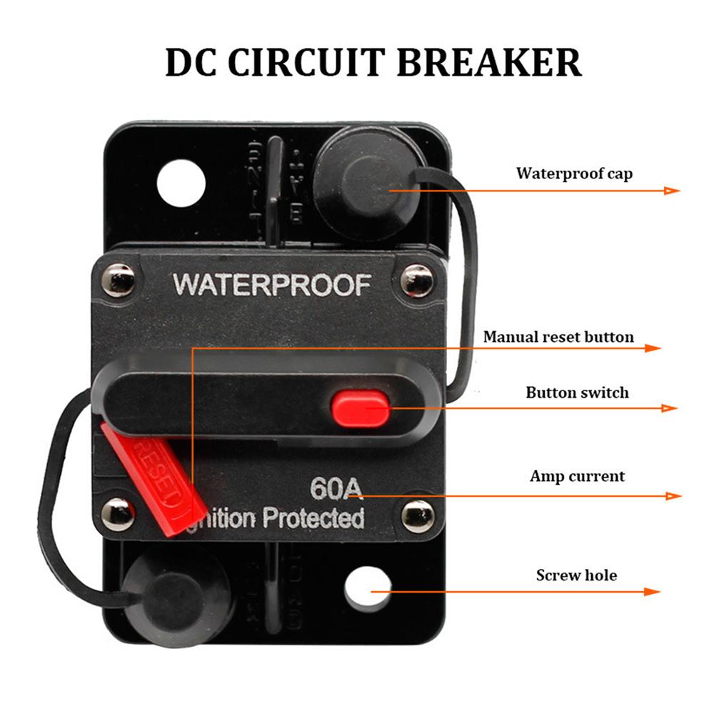 30A - 300A 12 - 48V DC IP67 Waterproof Circuit Breaker with Manual Reset Button for Car/Yacht/RV