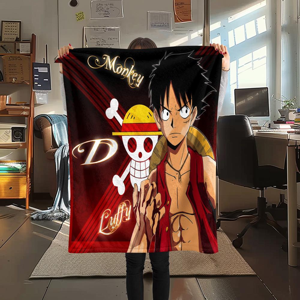 1PC Luffy D Patterned Flannel Blanket Suitable For All Seasons For Home Decor Warmth And Comfort Gifts Holiday Present