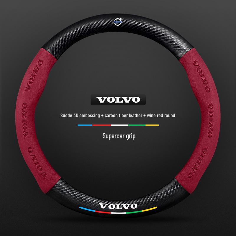 Suede Carbon Fiber Steering Wheel Cover for Volvo XC60, XC90, S90, S60, XC40, S40