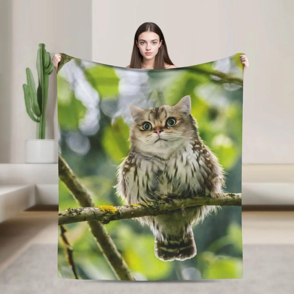 Internetberühmte Meowl Katze Eule Meme Decke Reise Flanell Überwurf für Wohnkultur Warm Benutzerdefiniert DIY Tagesdecke Geburtstagsgeschenk