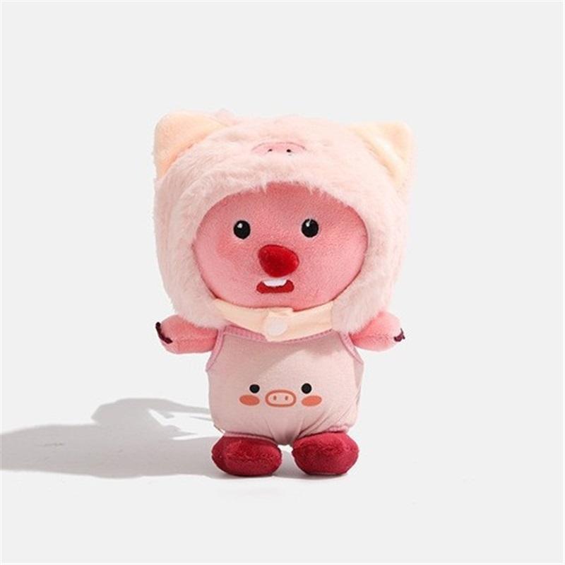 Pink Pig Loopy Plush Stuffed Doll With Knitted Sweater Head Cover Lovely Soft Bag Pendant Backpack Decor Hanging Ornament