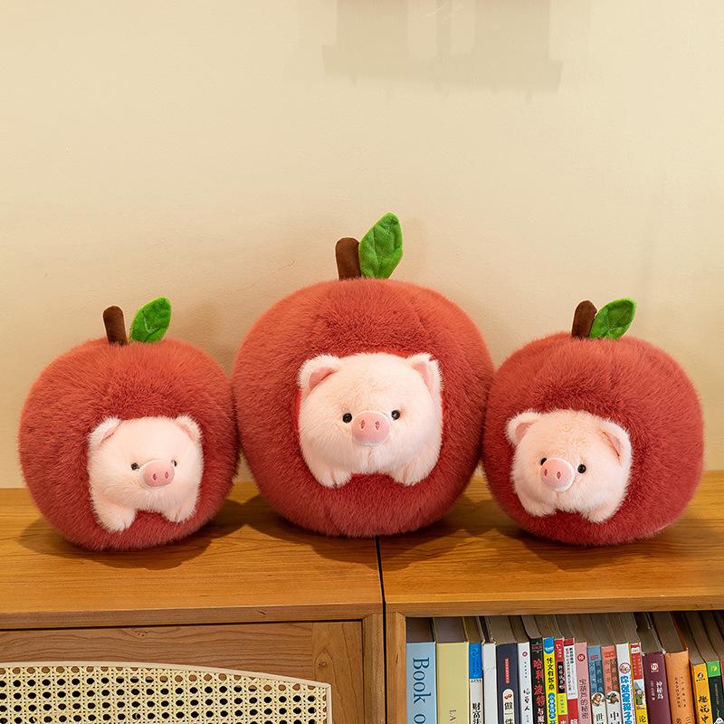 New Pig Apple Push Pillow Plush Toy Removable Doll Girls Birthday Gift Catching Doll