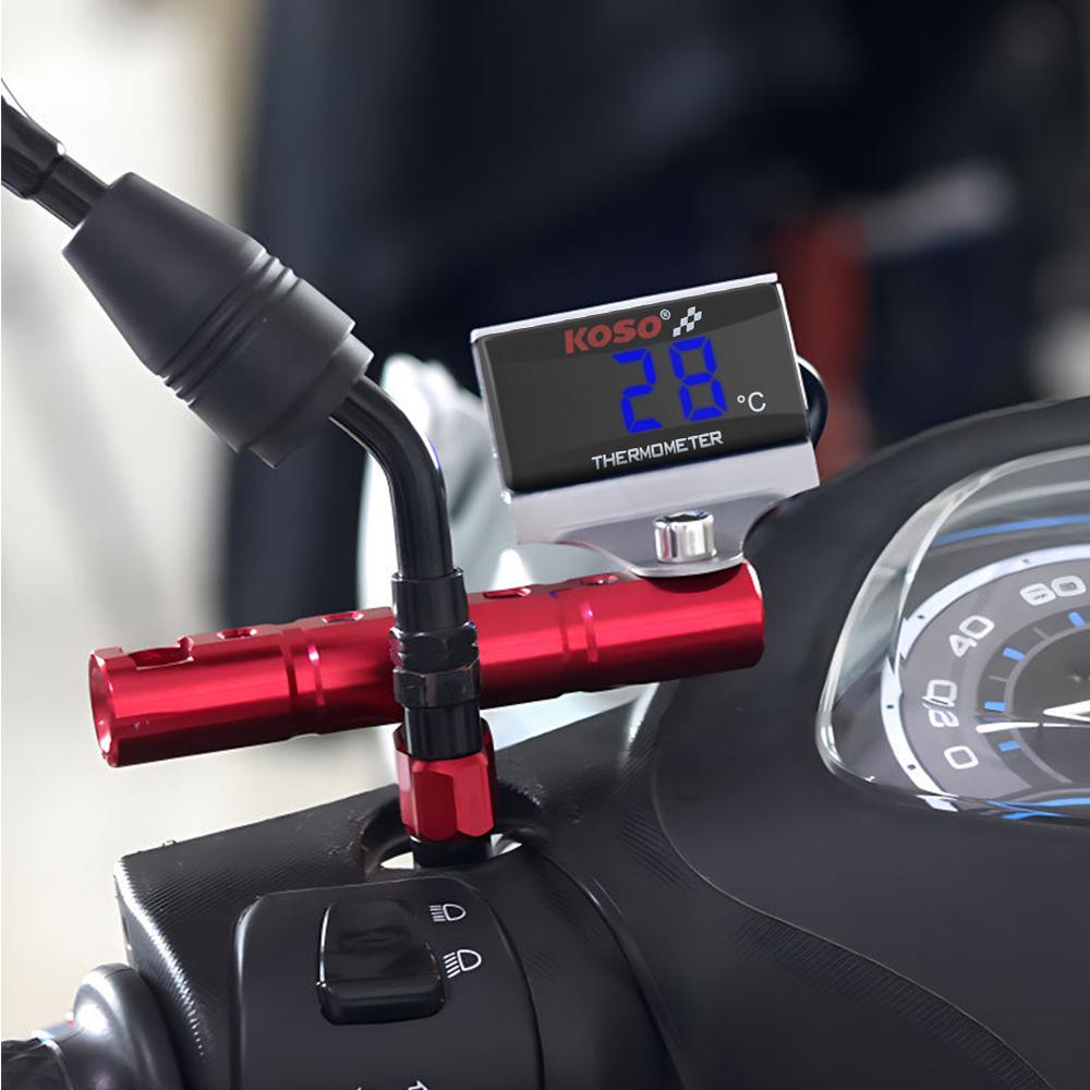 Water Tank Retrofit 0~120°C Monitor Hygrometer 12V Temperature Meter With Sensors Motorcycle Thermometer Red Blue Indicator Warning