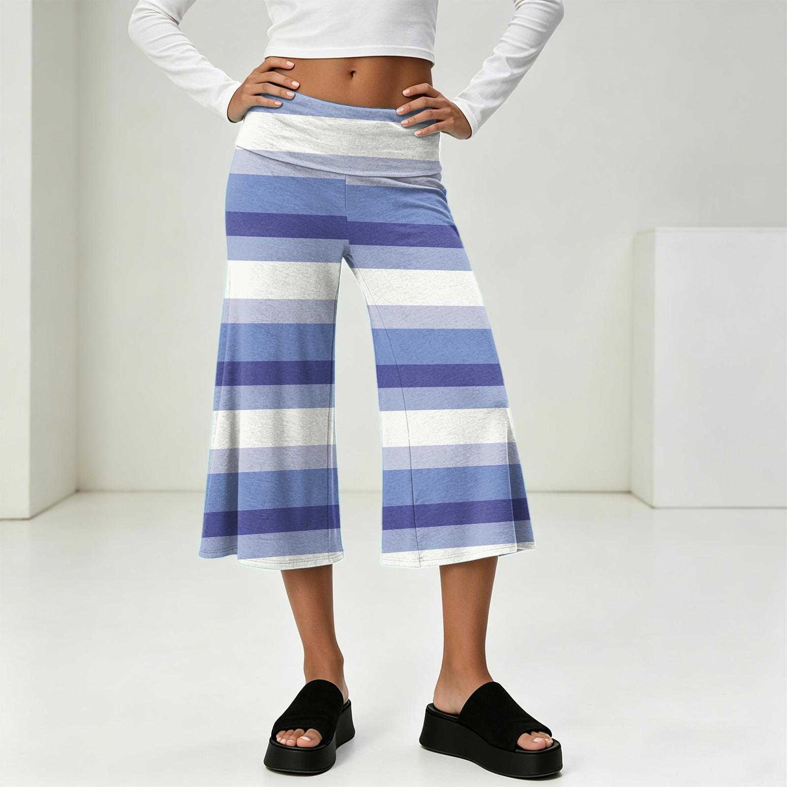 Women s High Waist Wide Leg Cropped Pants Casual Summer Vacation Loose Fit Lightweight Comfortable Stretchy Fabric S