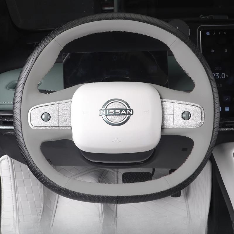 

Ручная строчка, нескользящая, черная и белая, кожаная накладка на руль автомобиля для Nissan N7 2025, автозапчасти style 2