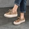 Johnature Genuine Leather Thick Soled Women's Shoes Casual Versatile Solid Color Flat Platform Shoes