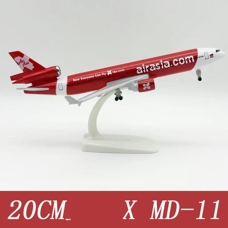 Kits de modèles d'avions en métal moulé sous pression AirAsia MD-11 1/300 avec support (8,3 pouces L) pour Jouet d'Avion Adulte Cadeaux d'Aviation ou Collections