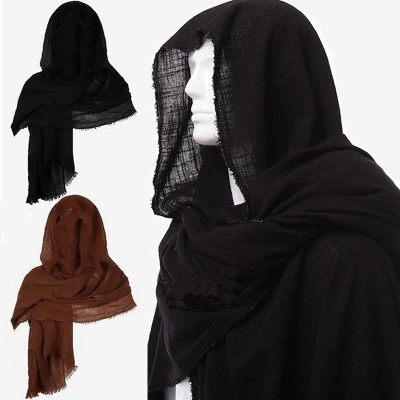 Halloween Masquerade Vestment Cape Medieval Pirate Hood Fashion Scarf Men Black Brown Wrap Cloak Costume Shoulder Cosplay Cowl