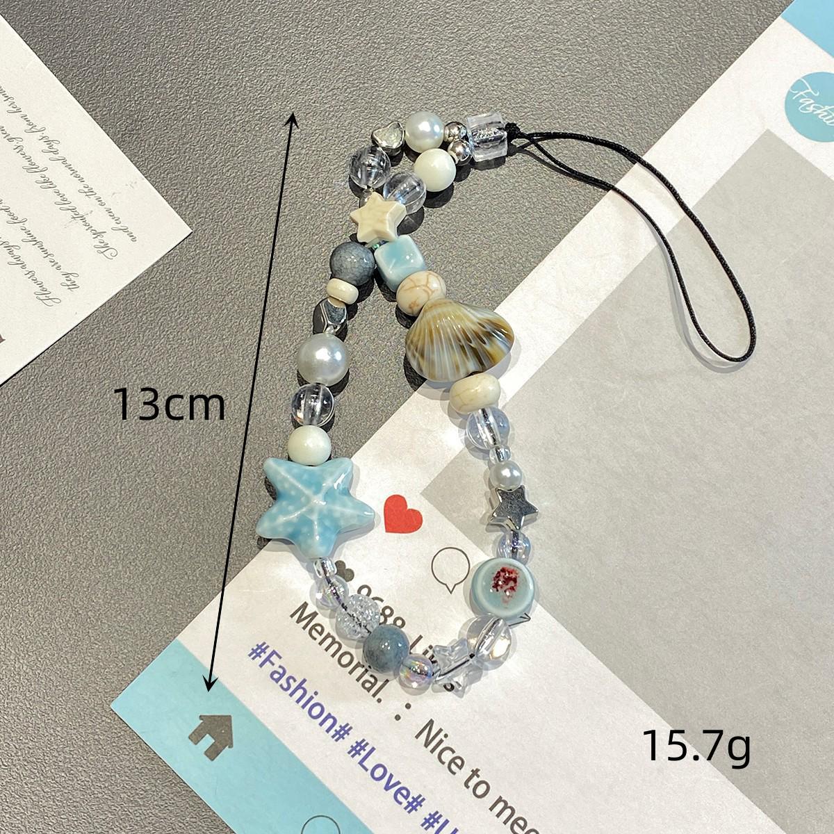Elegant Starry Sea Beaded Phone Lanyard: Luxurious Anti-Lost Camera Chain for Women Large Shell and Starfish