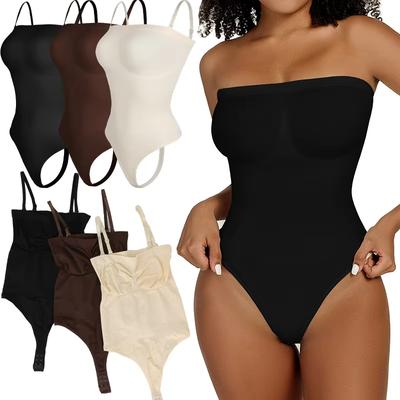 Omuz Düşüklü Body Şekillendirici Kadınlar Karın Kontrolü Bel Eğitmeni Tanga Vücut Şekillendirici Zayıflatıcı İç Çamaşırı Korse Fajas Colombianas