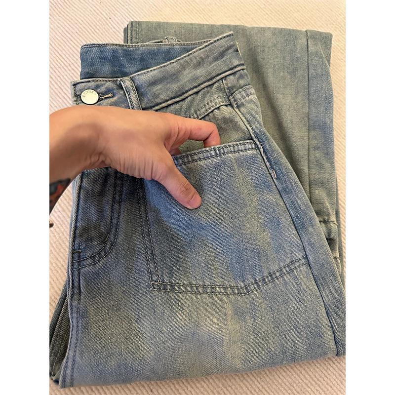 

Женские джинсы больших размеров с высокой посадкой, утолщенные, с широкими штанинами - осенне-зимний стиль с флисовой подкладкой и облегающим прямым кроем. 3XL