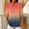 Women's Fashionable Button Collar Long-sleeved Christmas Print Pullover Top