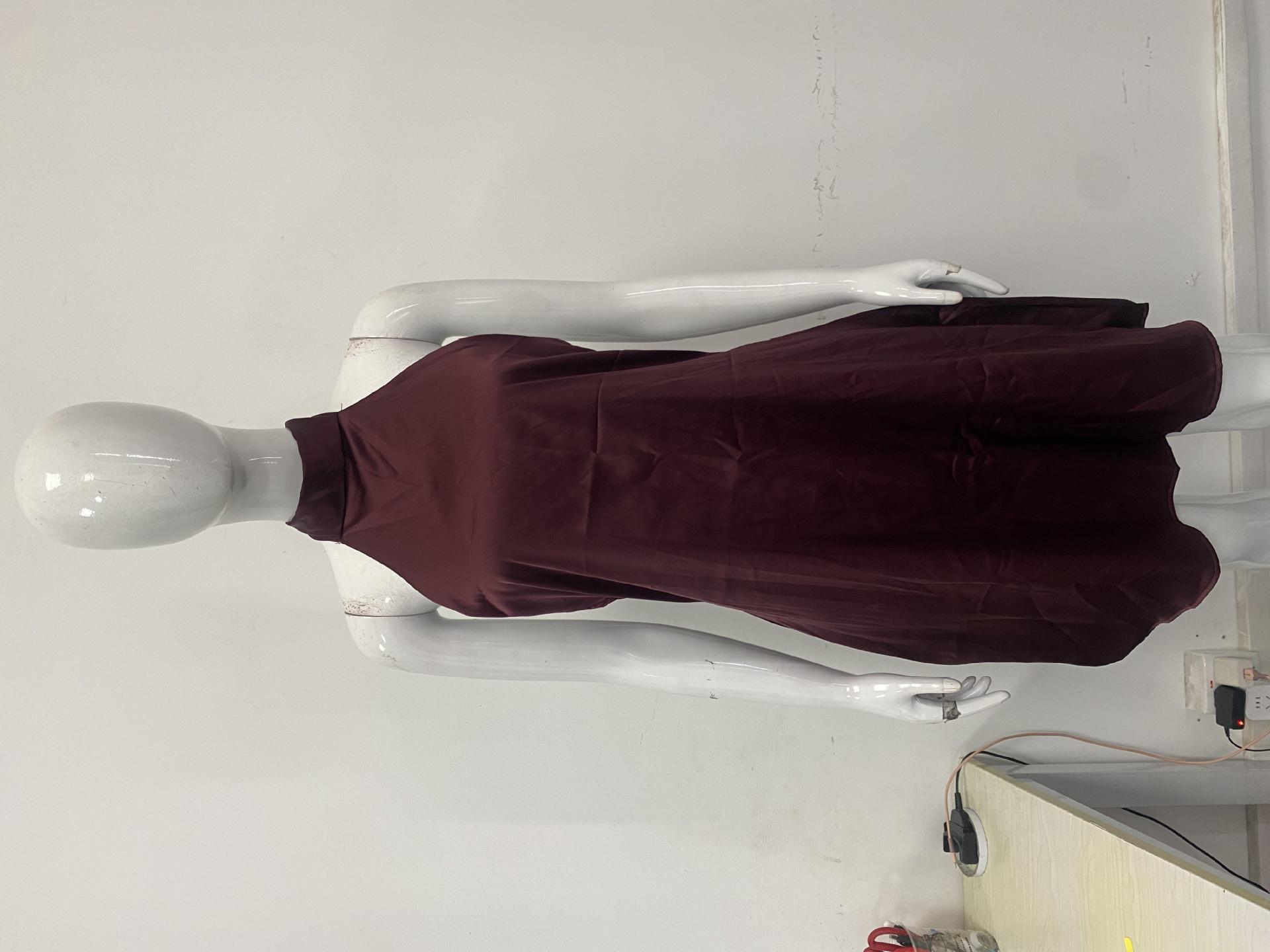 

Spring New Arrival - Women s Solid Color Sleeveless Halter Loose Fit Dress with Open Back Small червоний/коричневий
