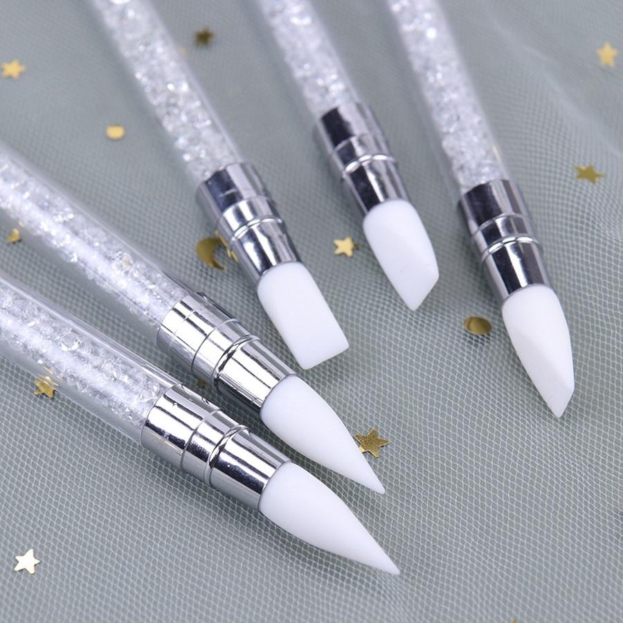 1Pc Dual-Ended 2 Ways Nail Art Silicone Sculpture Pen Carving DIY Painting Glitter Rhinestone Acrylic Manicure Dotting Tool
