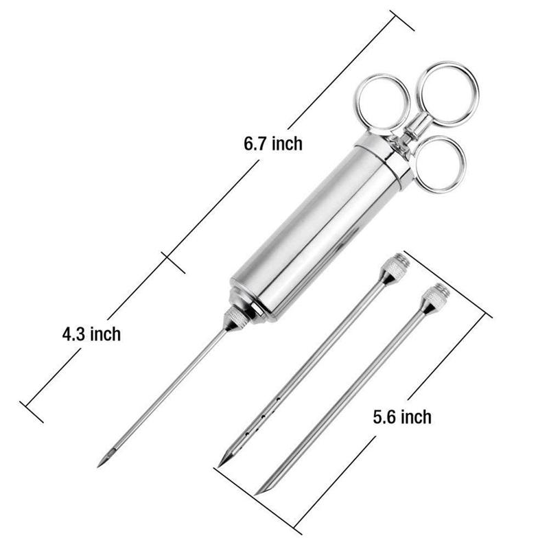 Meat  Syringe Kit StainlessSteel for Grill Turkey BBQ Seasoning Sauce Injection Flavor Needle CookingSyringe for Smoker Roast