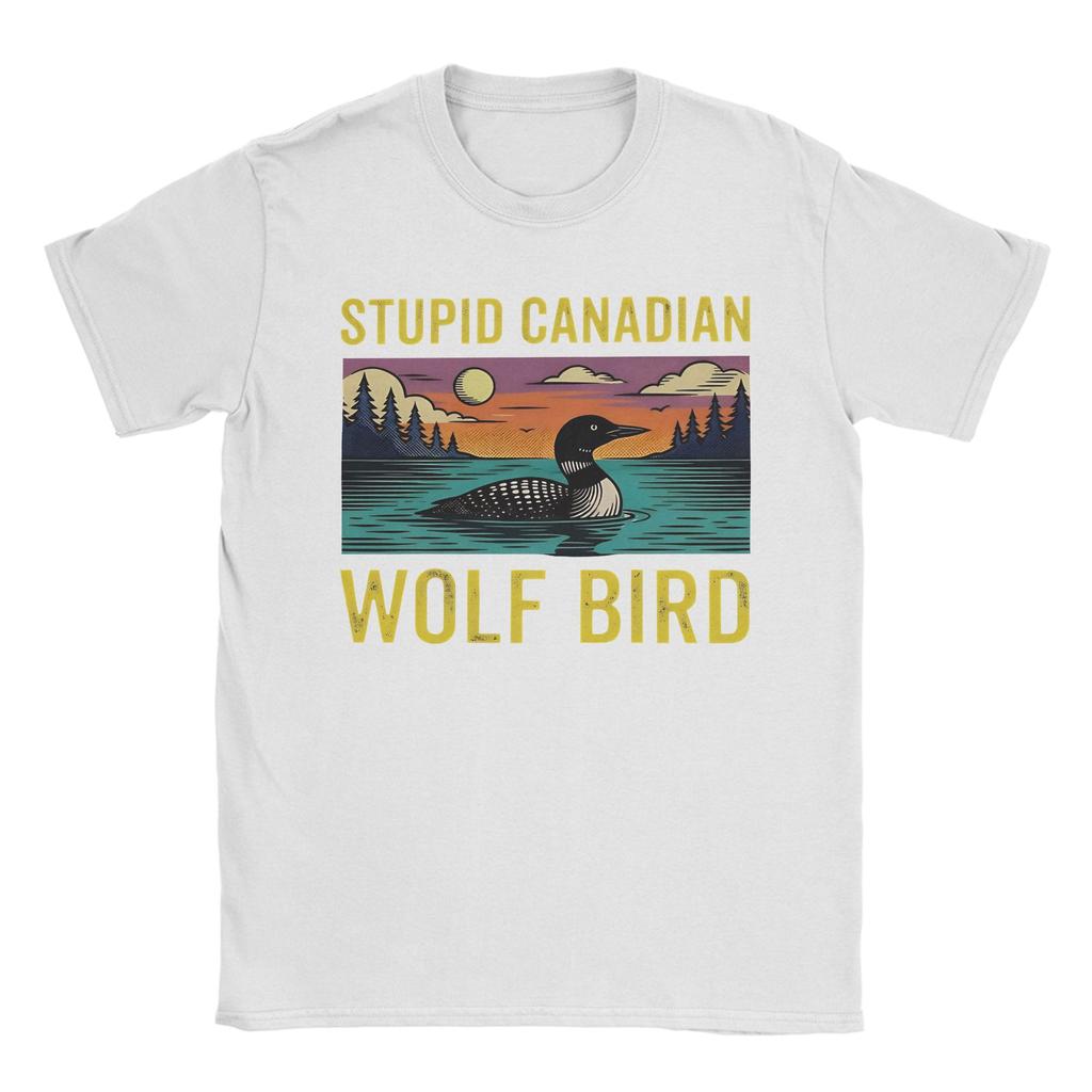 Stupid Canadian Wolf Bird Loon Lover Heated Rivalry T Shirt Summer Trending TShirts Unisex Cotton Oversized ShortSleeve Tops
