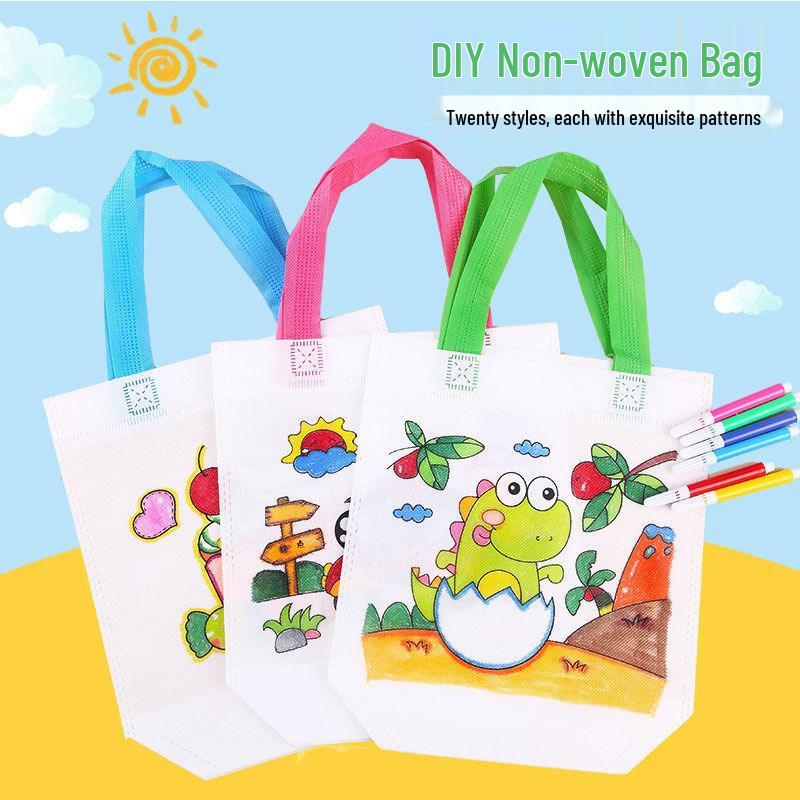 Children's DIY Graffiti Tote Bag – Eco-friendly Non-woven Art Bag for Creative Kindergarten Projects