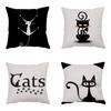 Cartoon Cat Print Pillowcase 50X50Cm Modern Simple Decorative Pillowcase Office Sofa Seat Bedroom Home Decoration Cushion Cover