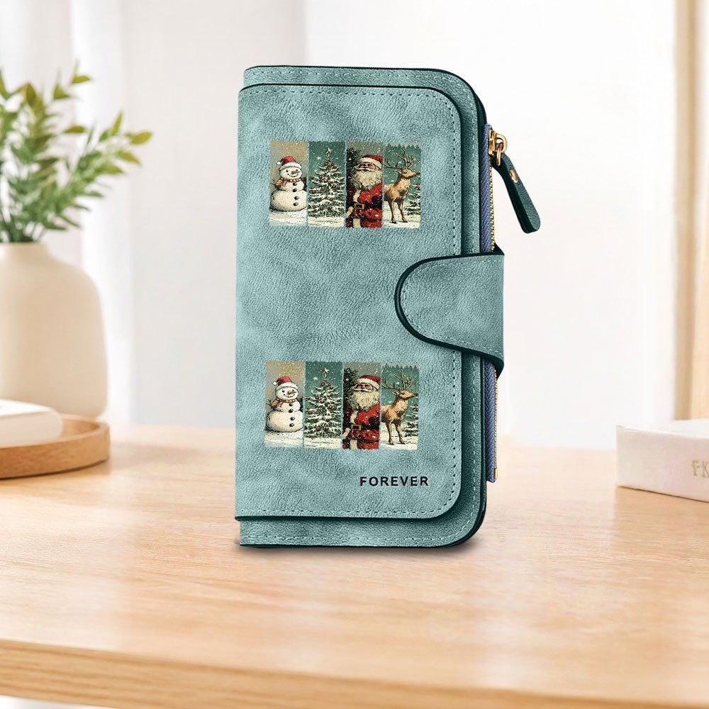 1pc Christmas Long Zipper Wallet, Large-capacity Card Holder, Unisex Clutch Bag, Stylish Zippered Coin Purse, Suitable for Daily Use, a Great Gift