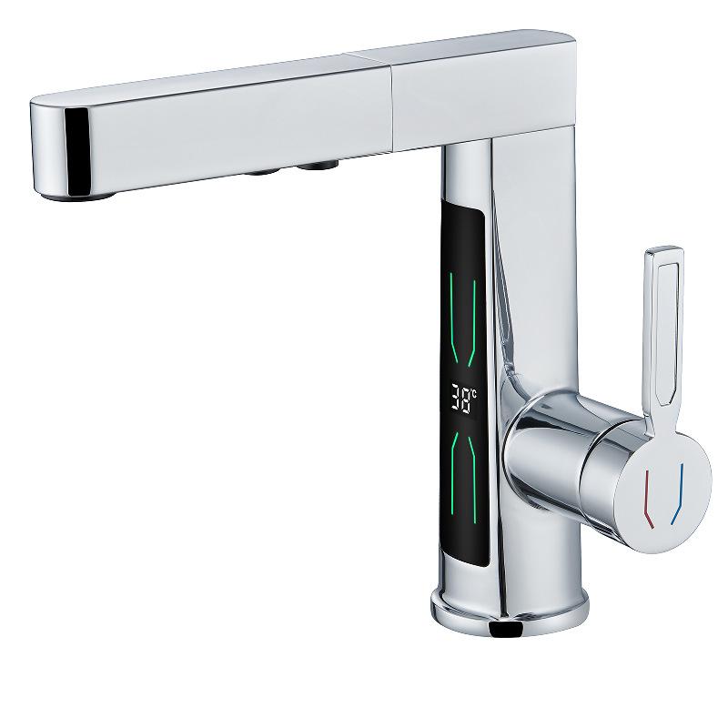 

New ambient light digital display pull-out faucet bathroom washbasin washbasin toilet washbasin basin faucet