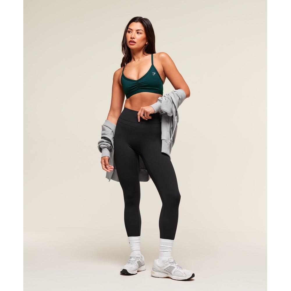 Gymshark Ruched Strappy Sports Bra Deep Petrol Blue B6a6i Udrl