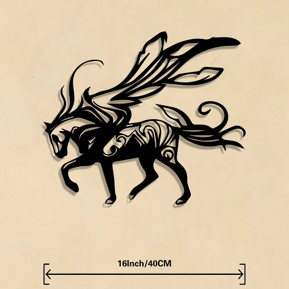 Металлическое настенное искусство Пегас Греческая мифическая статуя Железный фэнтезийный декор Рождественский подарок разноцветный