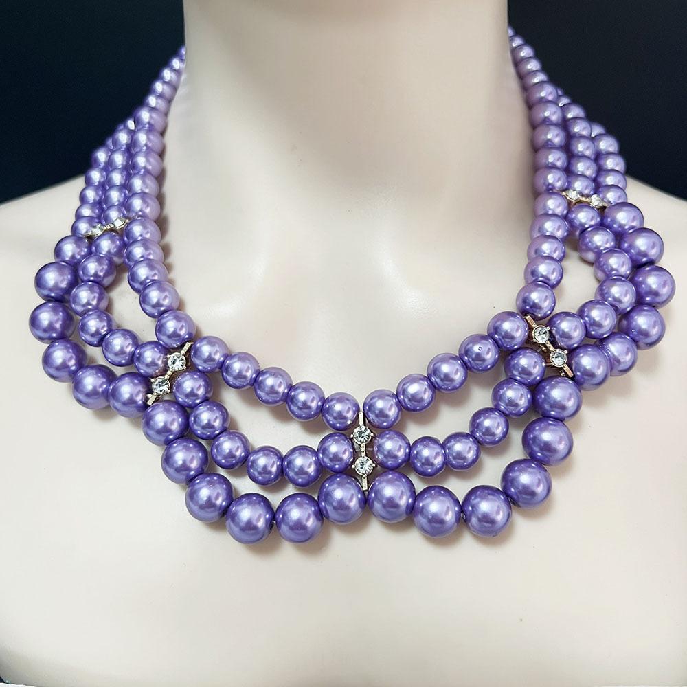 Versatile Glass Imitation Pearl Necklace, Earrings, Cover Chain, Small Fragrant Style, Court Retro Temperament, High-end Accessories for Women