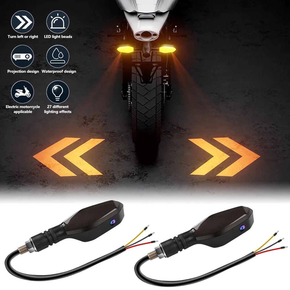 Motorcycle LED Turn Signal Lamp Projection Lamp Sequential Flowing Flash Indicator Lights Running Light Front Rear Signal Light