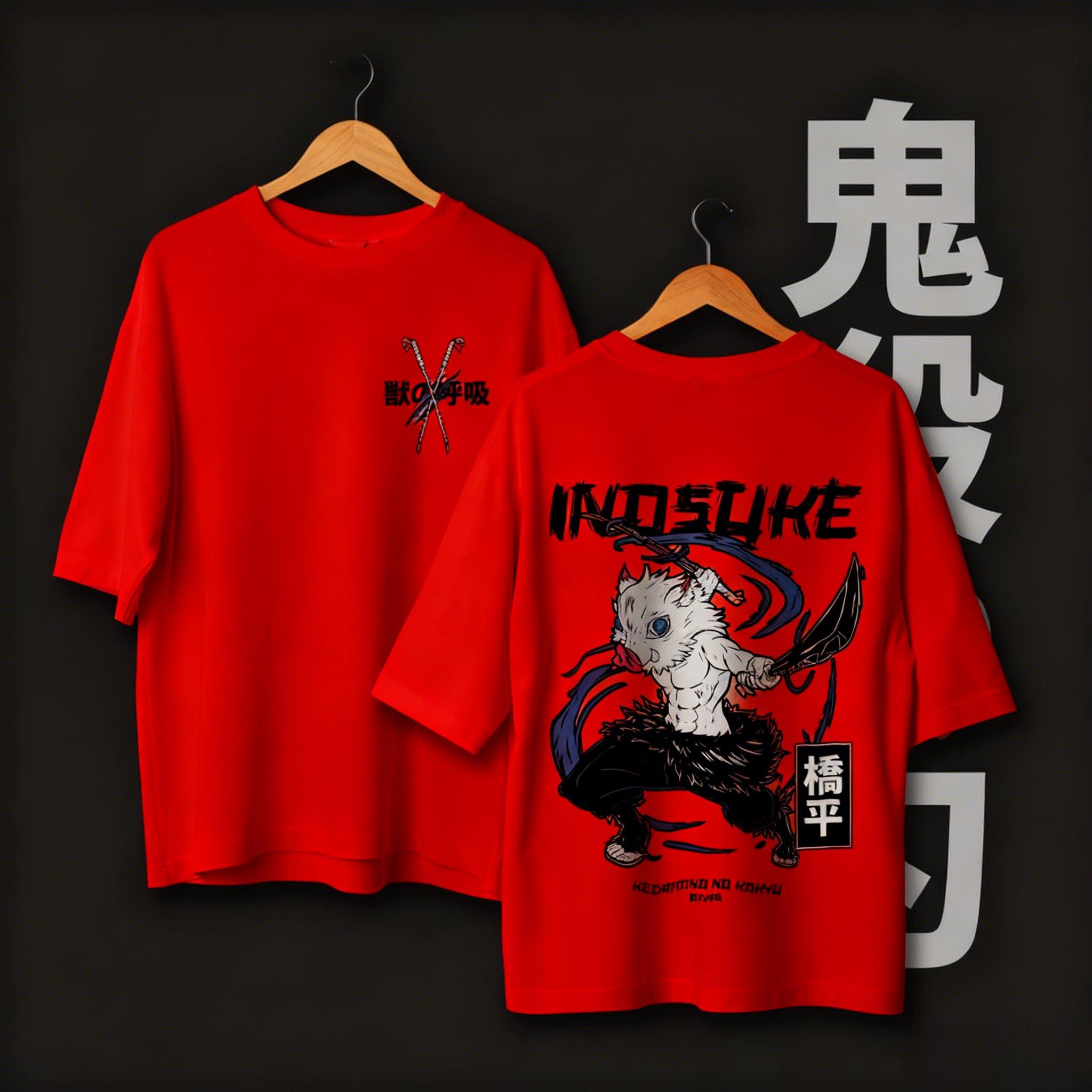 

Demon Slayer Kimetsu No Yaiba Inosuke Anime T Shirt Men Women Cotton Casual Short Sleeve Tee Summer Streetwear Graphic Print Top S