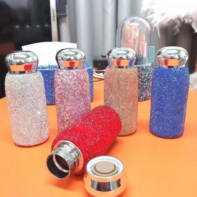Stainless Steel Insulated Tumbler With Rhinestone Decor Modern Minimalist Thermos Cup Office Car Home Travel