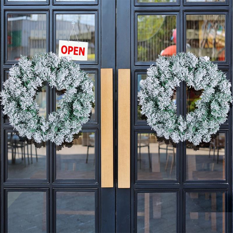 Wholesale 2023 New Christmas Wreath With Snowy Pvc Vine For Decoration In Shopping Mall And Window Display Small Medium And Large Sizes