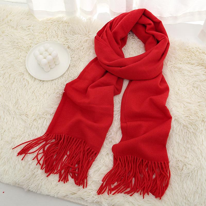 New solid color Maillard autumn and winter scarf versatile imitation cashmere scarf women's high-end warm scarf shawl