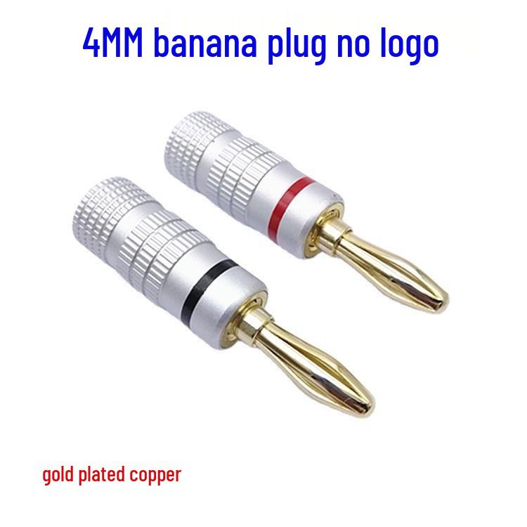 Позолоченный банановый штекер, без пайки 4 мм, разъем для акустического кабеля с алюминиевым корпусом Black Ring