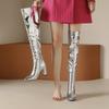 Overknee-Stiefel für Damen mit Reißverschluss, Gold/Silber, Overknee-Stiefel für Damen