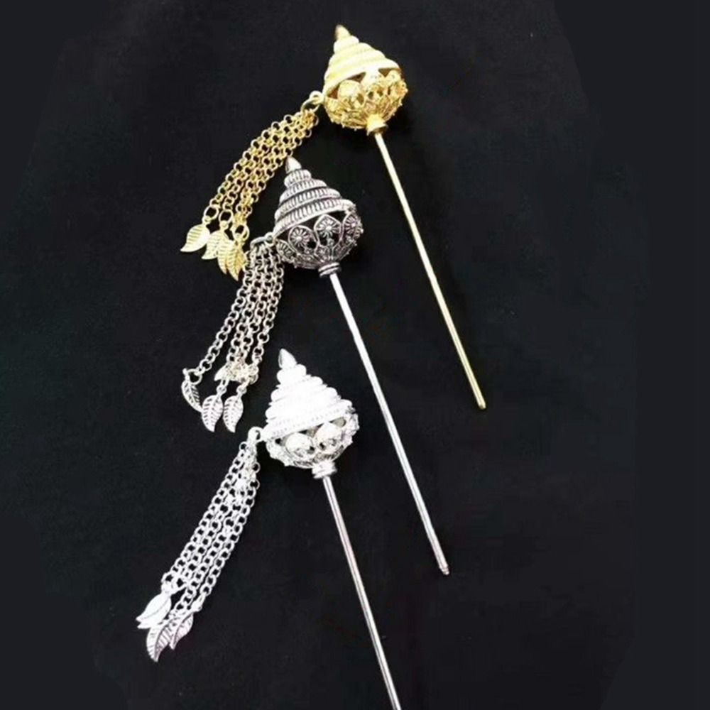Leaf Ancient Hanfu Headwear Tassels Hairpin Metal Hair Sticks Thai Headdress Ancient Style Headwear
